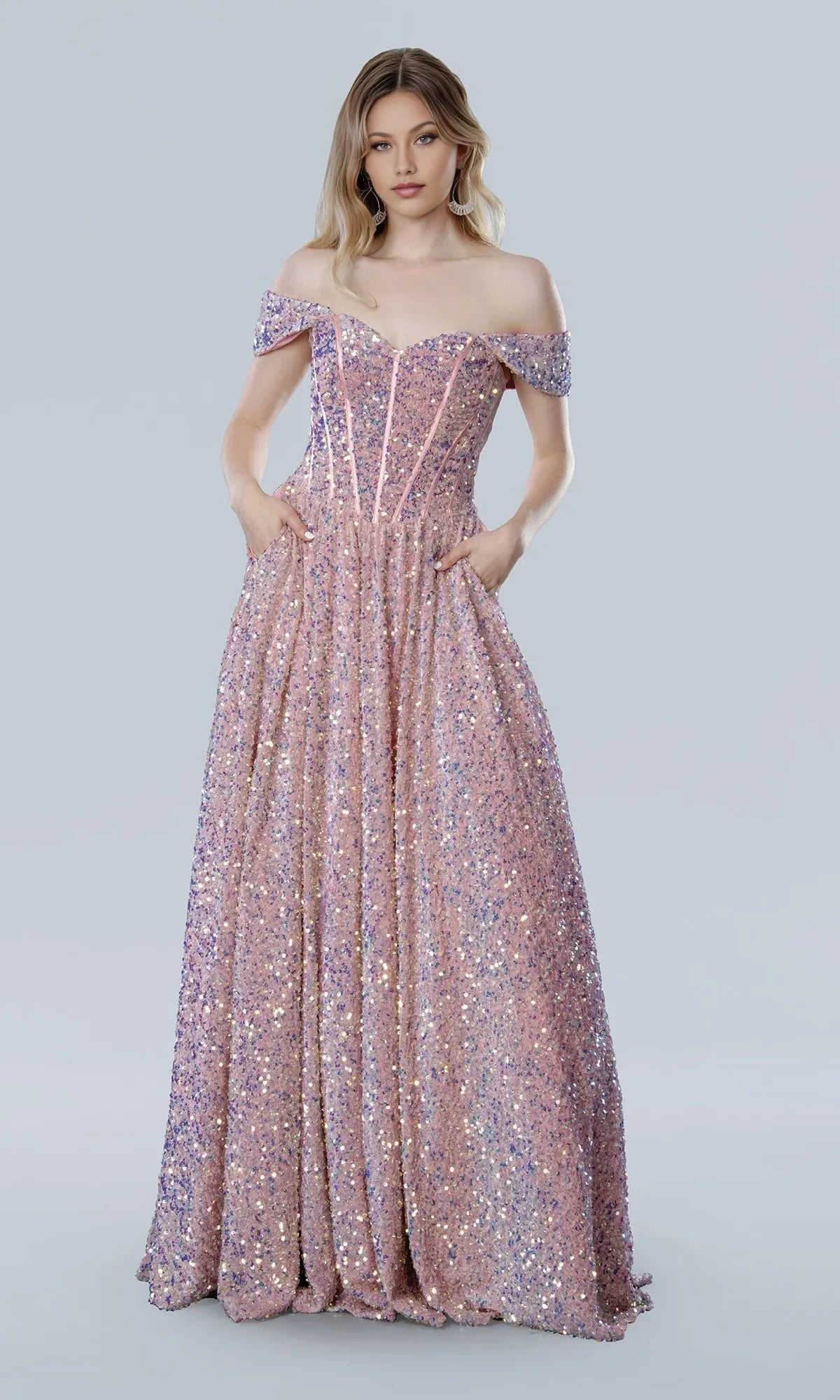 Robe Weitese élégante, robe de bal trapèze à paillettes, épaules dénudées, sans manches, traîne courte